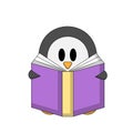 Cartoon cute Penguin read Book in color Royalty Free Stock Photo