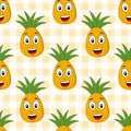 Cartoon Cute Pineapple Seamless Pattern