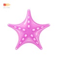 Cartoon Cute Pink Starfish. Funny Sea Animal. Vector Illustration Object isolated on white background. Realistic 3D vector Royalty Free Stock Photo