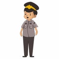 Cartoon cute police on white background, graphic vector of police