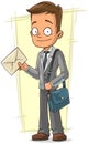 Cartoon cute postman with bag and letter Royalty Free Stock Photo