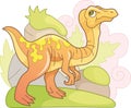 Cute prehistoric dinosaur gallimimus, funny illustration