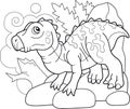 Cute prehistoric dinosaur iguanodon, coloring book, funny illustration