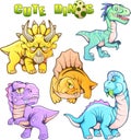 Cute prehistoric dinosaurs, set of funny vector images Royalty Free Stock Photo