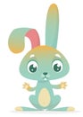 Cartoon cute rabbit with big ears. Farm animals. Vector illustration. Royalty Free Stock Photo