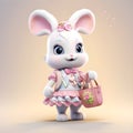 cartoon cute rabbit bunny wears cute outfit at party