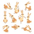 Cartoon cute rabbit or hare. Little funny rabbits. Vector illustration grouped and layered for easy editing