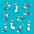 Cartoon cute rabbit or hare. Little funny rabbits. Vector illustration grouped and layered for easy editing