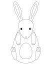 Cartoon, cute, rabbit. Toy bunny for children - linear vector design for coloring. Vector character - easter bunny. Outline. Rabbi Royalty Free Stock Photo