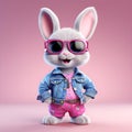 cartoon cute rabbit wears cute outfit in party