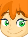 Cartoon cute red hair girl face avatar. Vector girl illustration . Royalty Free Stock Photo