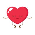 Cartoon cute red heart meditating Royalty Free Stock Photo