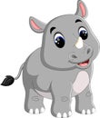 Cartoon cute rhino sitting