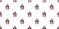 Cartoon cute saint bernard dog with santa claus christmas hat seamless pattern background