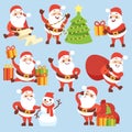 Cartoon cute santa claus character vector set. Symbol of christmas holiday Royalty Free Stock Photo