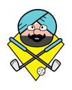 Cartoon Cute Sardar Golf Mascot Royalty Free Stock Photo