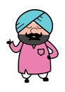 Cartoon Cute Sardar Pensive