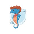 Cartoon cute seahorse