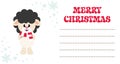 cartoon cute sheep black with scarf on the christmas card Royalty Free Stock Photo
