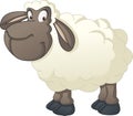 Cartoon cute sheep. Vector illustration of funny happy animal.