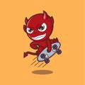 cute devil skateboarding Royalty Free Stock Photo