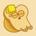 Cartoon Cute Slice of Buttered Toast Napping