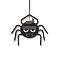 Cartoon cute spider hanging on the web. Royalty Free Stock Photo