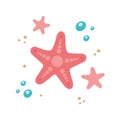Cartoon cute starfish set. Vector pink sea animal. Flat icon. Beach, sea shore illustration Royalty Free Stock Photo
