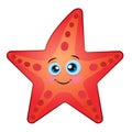 Cartoon cute starfish. Cute little smiling seastar character