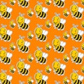 Cartoon cute striped little bumble bee