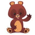 Cartoon cute teddy bear with eyes buttons waving hand. Vector illustration. Royalty Free Stock Photo