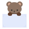 Cartoon cute teddy bear holding memo. Frame for photo, text, note, sticker, label. Little animal to do list card. Royalty Free Stock Photo