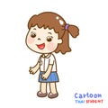 Cartoon Cute Thai Students Character.