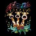 Cartoon cute three giraffe  singing Royalty Free Stock Photo