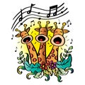 Cartoon cute three giraffe  singing Royalty Free Stock Photo