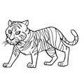 Cartoon cute tiger coloring page vector