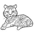 Cartoon cute tiger coloring page vector