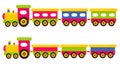 Cartoon cute train and railway wagons set