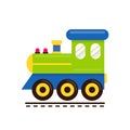 Cartoon cute train vector on rails