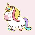 Cartoon cute unicorn with outline, sticker