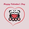 Cartoon Cute Valentines Day Couple Panda In Shape Heart Vector Royalty Free Stock Photo