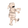 Cartoon cute walking mummy character.