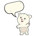 cartoon cute waving polar bear teddy with speech bubble