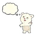 cartoon cute waving polar bear teddy with thought bubble