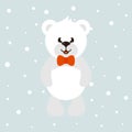 Cartoon cute white bear with tie