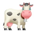 Cartoon cute white cow standing black spots milk meat farm mammal animal art design isolated vector illustration Royalty Free Stock Photo