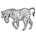 Cartoon cute zebra coloring page vector