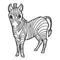 Cartoon cute zebra coloring page vector