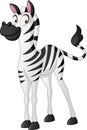 Cartoon cute zebra. Vector illustration of funny happy animal.