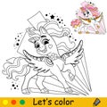 Cartoon cutie pegasus kids coloring book page vector